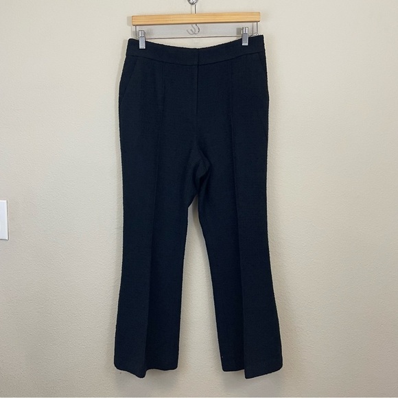 NWT Milly Black Bouclé Flared Cropped‎ Ankle Dress Pants Size 8 - Picture 3 of 12